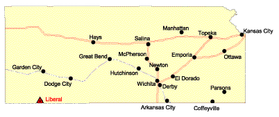 Location Map of Liberal, Kansas, U.S.A.