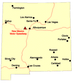 Location map of the New Mexico Motor Speedway, Bernallio County, New Mexico.