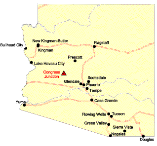 Location Map of Congress Junction, Arizona, U.S.A.
