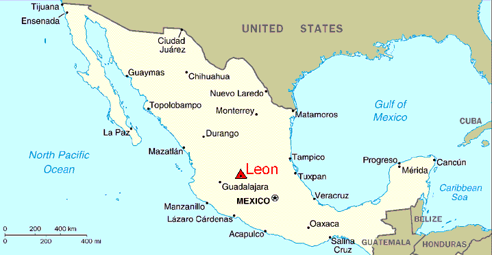 Location map of Mexico.