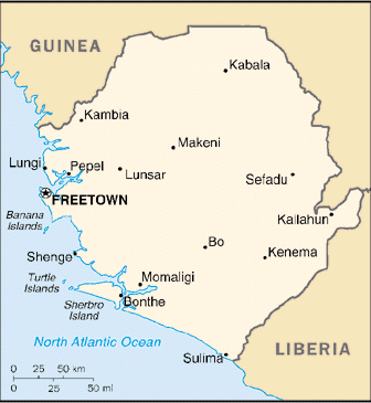 Location map of Sierra Leone.