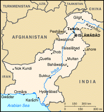 Location map of Pakistan.