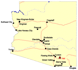 Location mapof Vail, Arizona, U.S.A.